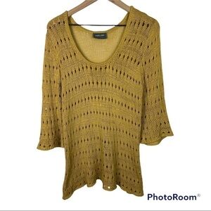 Wooden Ships Gold Open Knit Scoop Neck Sweater Sz M/L